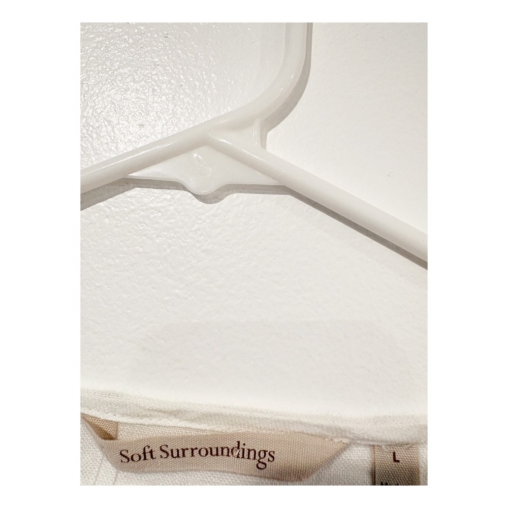 Soft Surroundings White Linen Gold Embroidered Tunic Top 3/4‎ Sleeve - Picture 2 of 5